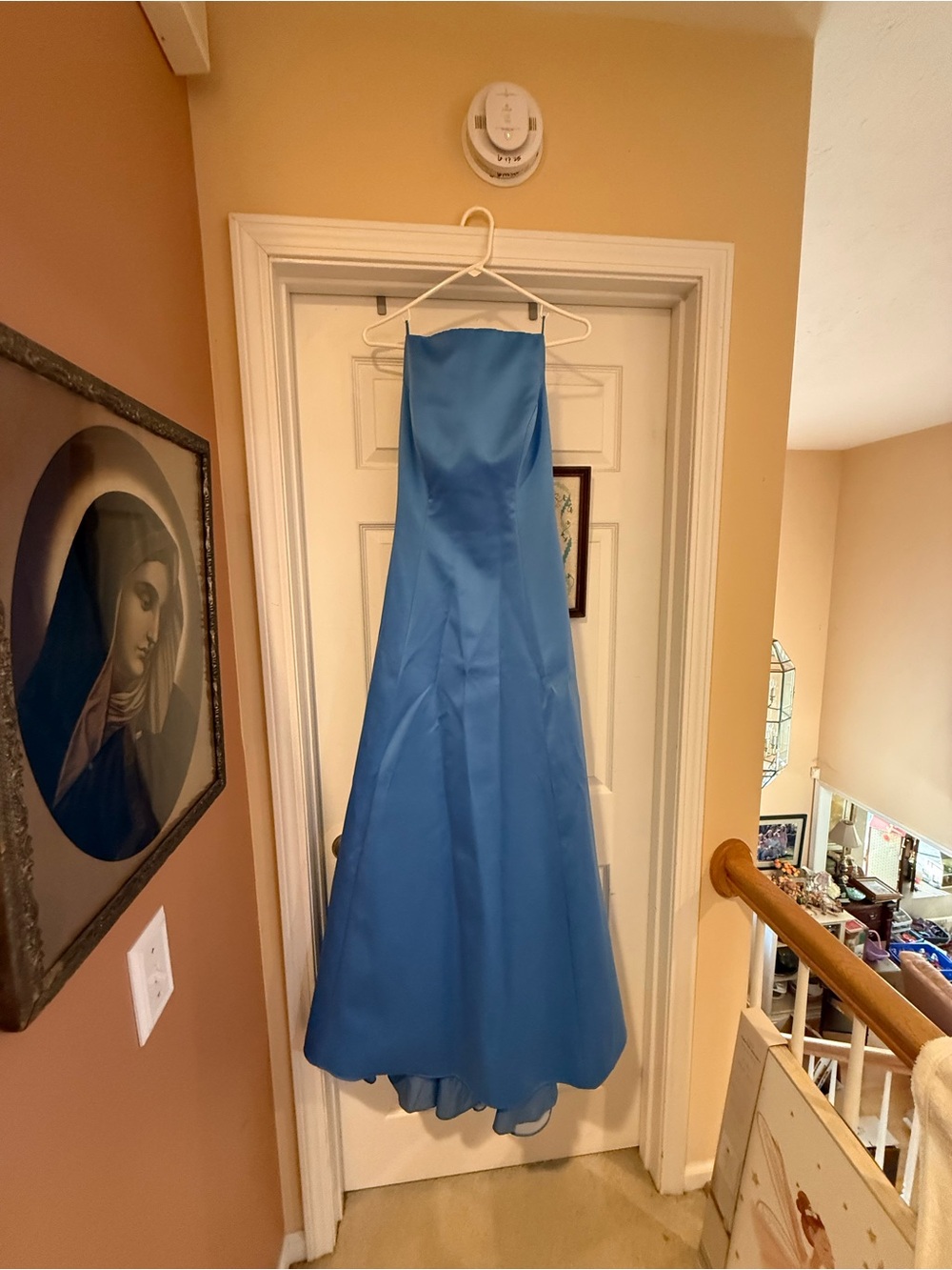 Cache Satin Prom Dress in Bright Blue